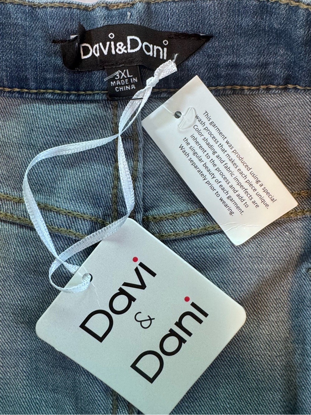 Davi & Dani Denim Maxi Skirt Raw Hem Colorblock Panel 3XL NWT - Picture 7 of 10